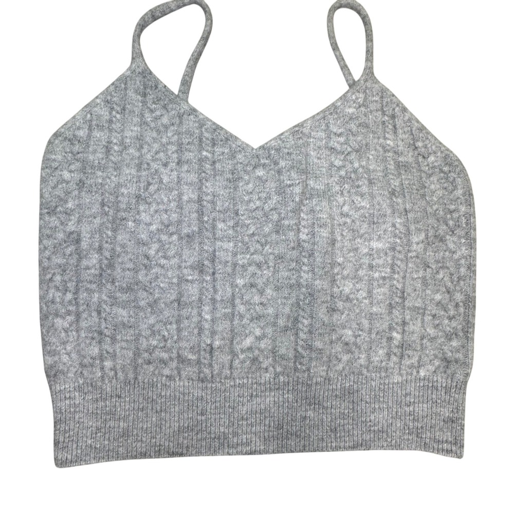 Revolve House of Harlow 1960 cable knit gray tank cropped‎ XL Spaghetti strap